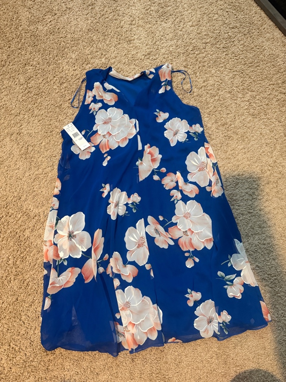 Women's Blue Floral Sleeveless Tank Dress